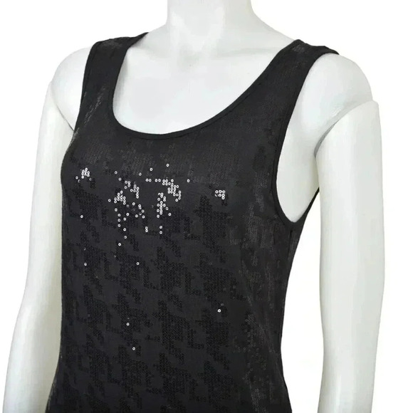 NWT Thirty Three Black Sequins Mini Dress Sleeveless Bodycon Size Large - Picture 3 of 10